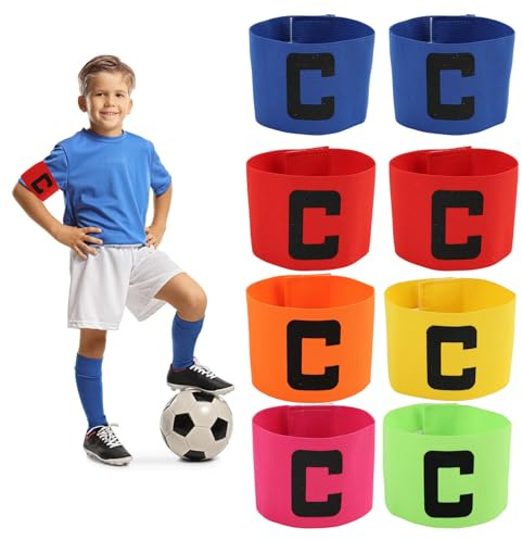 8PCS Kapitänsbinde Kinder Fussball, Für Teamsport Elastische Kinder Fussball Kapitänsbinde Für Training Wettkampf Vereine Schule Und Freizeit Sportliche Kennzeichnung