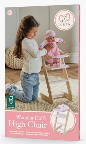 Dimples Wooden Doll High Chair, for Little Ones, 24.9L x 30W x 52.5H cm