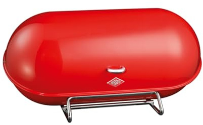 WESCO Boîte à pain Breadboy avec couvercle pivotant sans cliquetis de couleur rouge, tôle d'acier revêtue par pulvérisation, trous d'aération et poignée stable