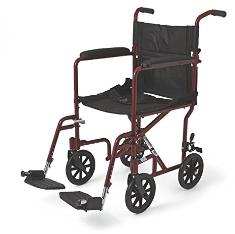 19 Ultra Lightweight Transport Bariatric Wheelchair Color: Red