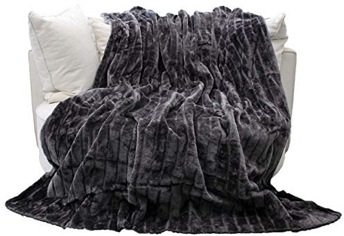 Brandsseller Kuscheldecke Fellimitat 150x200 cm – Flauschige Kunstfelldecke mit Fleece-Rückseite, warme Luxus Wohndecke für Sofa & Bett, weich & waschbar - Anthrazit