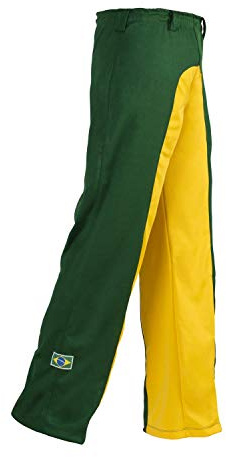 JL Sport Authentic Brazilian Capoeira Martial Arts Men's Trousers (Green and Yellow)