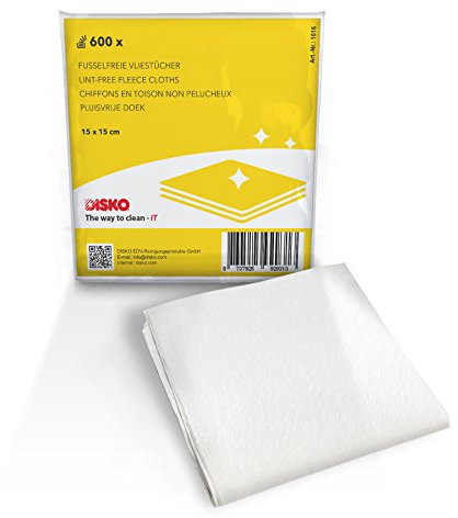 Disko Fusselfreie Vliestücher, 1er Pack (600 Stück, 15 x 15 cm, Einfarbig)