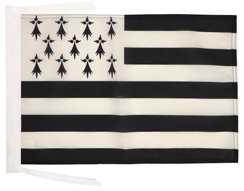 AZ FLAG Drapeau Bretagne 2 45x30 cm Breton Polyester 100D Cordelettes | Usage intérieur et extérieur Drapeau décoratif coutures doubles et bords renforcés