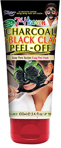 7th Heaven Charcoal & Black Clay Peel Off, 100 ml tube with Witch Hazel for Ultra Clean and Smooth Skin