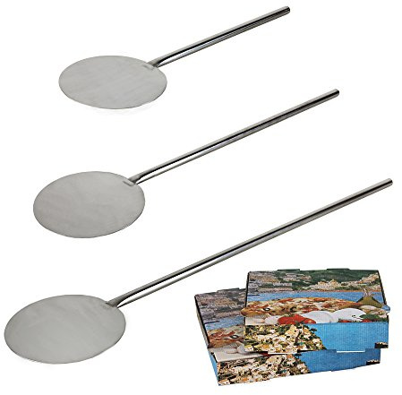 Beeketal Gastro Pizzaschaufel aus Edelstahl Ø 200 mm Schaufel Durchmesser, 100 cm Gesamtlänge, Gewicht: ca. 900g, keine Scharfen Kanten