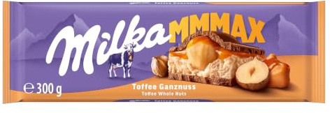 Milka MMMAX Toffee Ganznuss – Alpenmilch-Schokolade mit Karamell, Milchcrème und ganzen Haselnüssen – 300 g