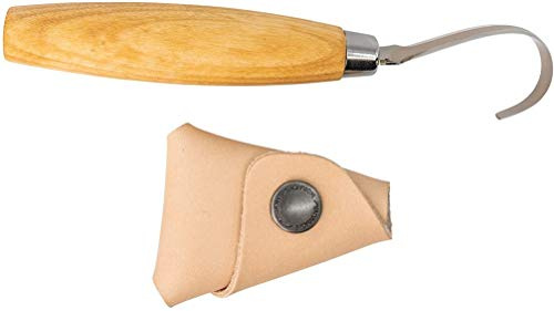Morakniv Schnitzmesser 164 für Rechtshänder mit Birkenholzgriff - Löffelschnitzmesser aus schwedischem Edelstahl mit Lederscheide - 164 mm - Profi Schnitzmesser Erwachsene - Made in Sweden
