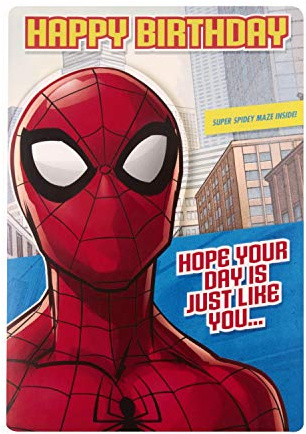Hallmark Geburtstagskarte für Kinder, Marvel Spiderman-Design, mit Aktivität, Rot, Blau