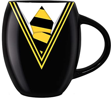 HARRY POTTER Ovale Keramiktasse mit Hufflepuff-Uniform in Geschenkbox - Offizielles Lizenzprodukt