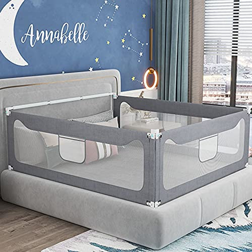 ZWJABYY Bettgitter Kinder-Bettgitter Kinder Klappbar-Rausfallschutz Bett Bettschutzgitter(1 Seite-1.2/1.5/1.8/1.9/2/2.2M),Grey-1.5m