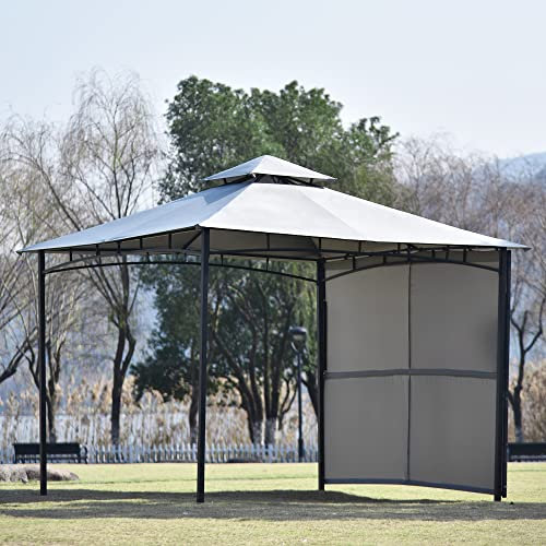 Metall Terrassenpavillon, breite überdachte Fläche, mit Seitenteil, pulverbeschichteter Stahl, Robustes Dach mit wasserabweisender Beschichtung