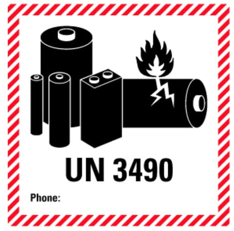 Aufkleber Hinweis Kennzeichnung für Lithium Batterien UN3490 Sicherheit Schild Folie selbstklebend, rot | 5-40cm Made in Germany, Größe: 40x40 cm