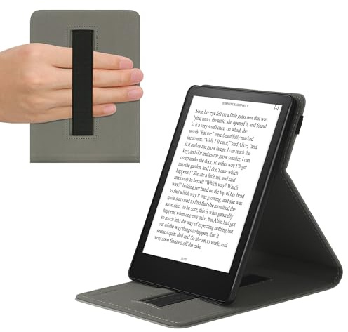 kwmobile Hülle kompatibel mit Amazon Kindle Paperwhite 11. Generation 2021 Hülle - Case mit Schlaufe und Ständer - Aufgehende Sonne Grau