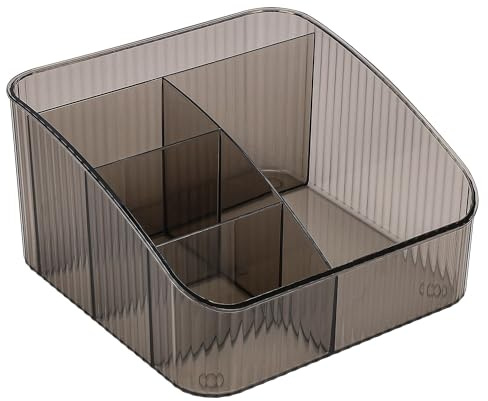 JessLab Maquillaje Organizador, Pet Cuidado de la Piel Organizadores con 5 Compartimento Cosmética Almacenamiento Maquillaje Organizadores para Escritorio Armario Baño Vanidad Encimera, Gris