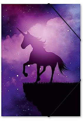 itenga Gummizugmappe mit Motiv DIN A4 - Sammelmappe Eckspanner - für Kinder Jugendliche Schüler Mädchen Jungen (magisches Einhorn - A4)