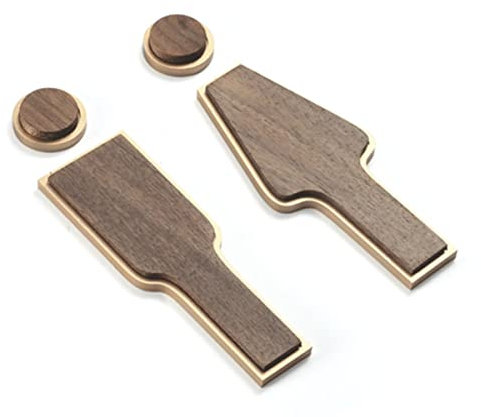 WC-Schilder, Badezimmerschild, Dekorationsfiguren-Set, modernes Toilettenschild, Badezimmer-Türschilder aus Holz und Legierung (Gold)