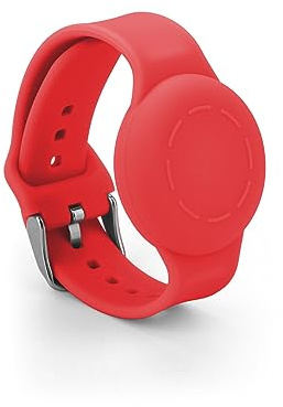 Barnarmband för Airtag, Vattentätt Silikonarmband för Barn Justerbart Mjukt Klockband för Airtag för Småbarn GPS-Spårningsmärkning (Röd)