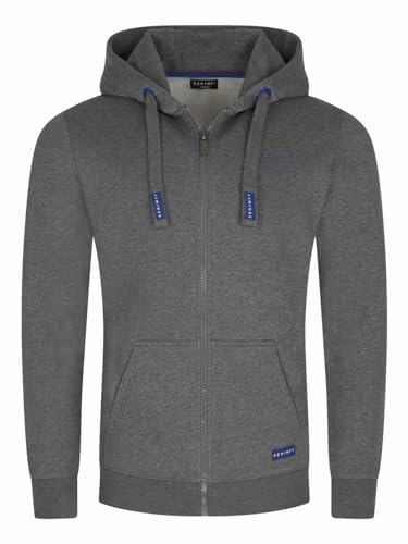 DENIMFY Sweatjacke Herren mit Kapuze Reißverschluss Regular Fit DFLeo Kapuzenjacke Zip-Hoodie, Größe:XL, Farben:Grey Melange Standard 2 (63300)