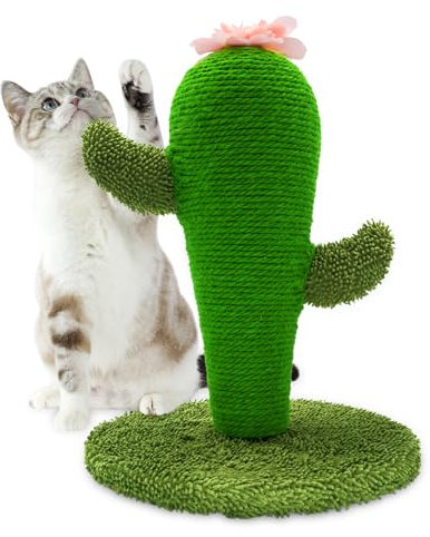 AUSCAT Cat Scratching Post, Cute Cactus Scratching Post, Nature Sisal Cat Scratcher for Indoor Cats and Kittens