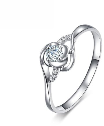 ANAZOZ Damen Ringe aus Platin 950, Ring Moissanite 0.09 Karat und Moissanit Karat Verlobungsring Frauen größe 54 (17.2)