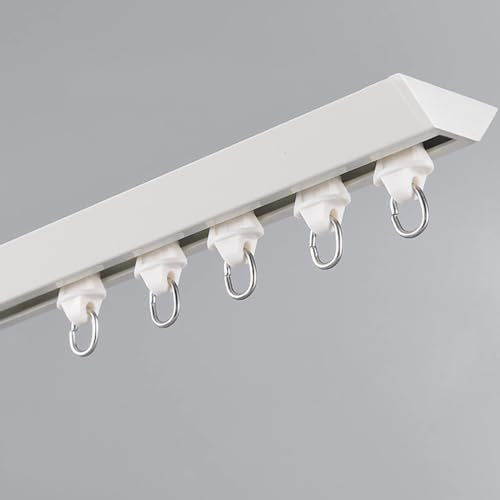Ultradünne Gardinenschiene, 1-4.2m Unsichtbare Ultra-schmale Schiebeschiene, Deckenmontage Vorhangschienensystem Raumteiler, Schiebevorhangschiene Für Privatsphäre Wohnzimm(Size:2m/6.6ft,Color:Weiß)
