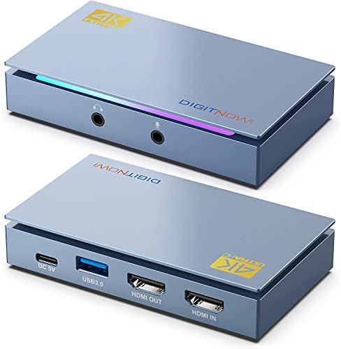 Scheda di acquisizione video HDMI USB 3.0, loop out 4K HD 1080p 60 fps a latenza zero, dispositivo di acquisizione audio per streaming live e registrazione (blu)