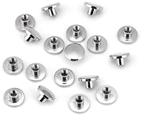 20Pcs Rivets Chicago Filetés en Laiton, Rivets Plats Vis pour Rivet en Cuir A Visser 3Mm 10Mm Écrou à Tête Plate à Ongles Vis Fournitures de Réparation d'Artisanat en
