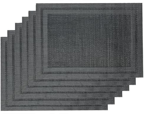 Tischset 30x45cm 6 Stück Platzset Untersetzer Abwaschbar Platzdeckchen (Anthrazit-Rahmen)