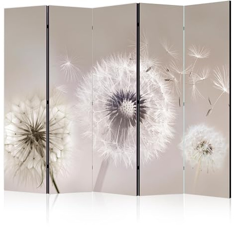 murando - Paravent Raumteiler Natur, 225x172 cm, 5-teilig, Wohnzimmer, Büro | Mobiler Sichtschutz, sofort einsatzbereit, Holzrahmen, ideal fürs Wohnzimmer oder Büro, geruchsneutral, lichtbeständig