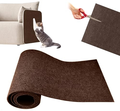 papasgix Selbstklebend Kratzmatte Katze Wand, DIY Katzen Kratzbrett Ecke Hund, Kratzschutz Sofa Katze Kratzteppich Katzenkratzmatte für Katzenständer Holzgriff Katzenturm(Braun，40x100cm)