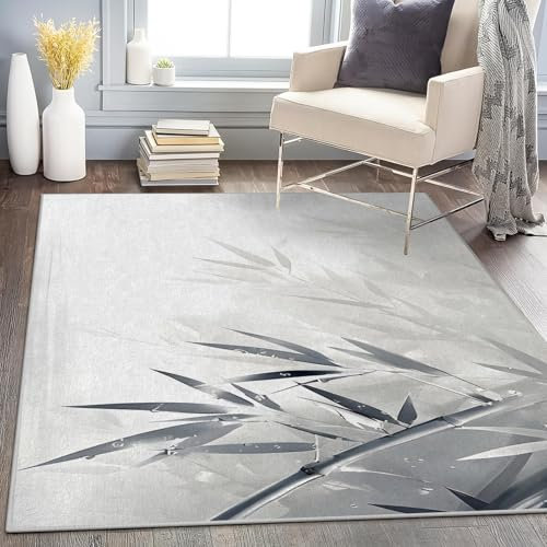 Teppich Quadratisch 150x150 Bambus Teppich Kurzflor Waschbar in Waschmaschine Teppich Gegend rutschfest Dünn Saugfähig für Wohnzimmer Schlafzimmer Küchen