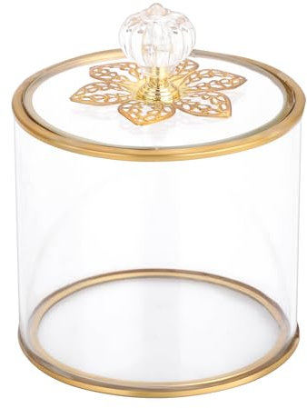 SUMTree Wattestäbchen box aus Glas Gold Organizer Wattepads Behälter Box