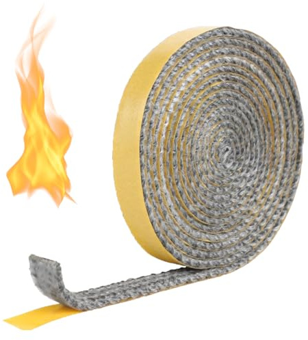 Kamindichtung Selbstklebend, 3mm x 1cm x 3m Ceranfeld Dichtungsband, Kaminanschlussband, Selbstklebend Holzofendichtung Flachdichtungsband, für Kaminöfen, Hitzebeständig bis 550 Grad Celsius