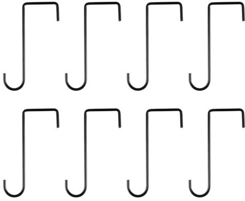 sourcing map 8 Pcs Vinyl Fence Hooks, 2.4 x 6 Inch Powder Coated Fence Hangers Patio Hooks Fence Hangers for Hanging Outdoor Lights Plants Bird Feeders, Black