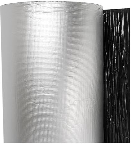 Foil Insulation Roll Radiator Foil Reflective Aluminium Foam Insulation Foam Core Radiant Barrier Thermal Insulation Soundproofing Foam 5mm Thick Self Adhesive Camper Van Insulation Floor Roof Sound