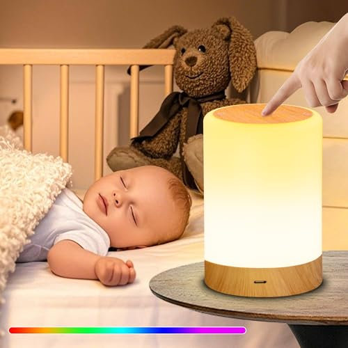 Lampe de Chevet Tactile LED 256 Couleurs, Intensité Variable, Mode Chaud/Froid, Dotée de Veilleuse Adulte Sans Fil & Rechargeable USB, Idéale pour Chambre & Usage Enfant