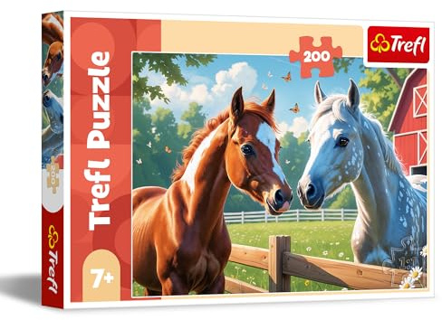 Trefl - Puzzle 200 Teile, Pferde auf der Lichtung, Tierpuzzles,7+