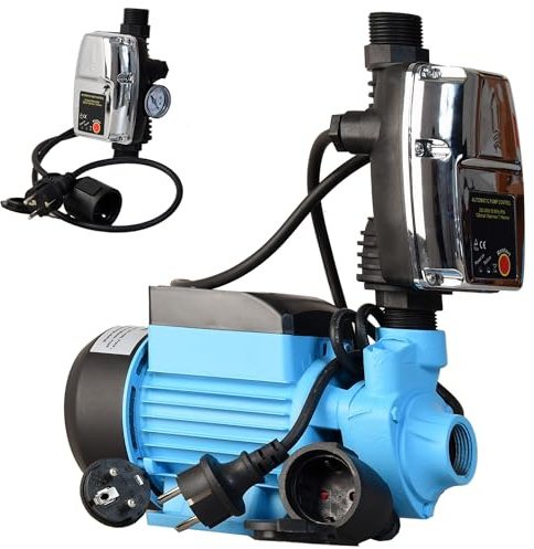 Hauswasserautomat AQB 60 mit Elektronische Druckschalter CSK 5 - Wasserpumpe (2100 l/h, 370 W max. Förderhöhe 39m) - Gußeisen - Gartenpumpe - für Garten Bewässerung - Pumpensteuerung Trockenlaufschutz