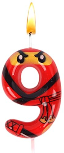 Ninja Kerzen Zahlen 9, Ninja Geburtstags Kerzen, Kuchen Dekoration, Geburtstagsdeko 9 Jahre, Kinder Geburtstags, Jungen, Tortendeko, Partyzubehör, Geburtstagsfeier, Jubiläum, Themaparty