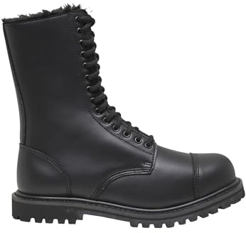 Brandit Platå Phantom Fur Liner 14 Eyelet Boots, storlekar UK4/EU38 till UK13/EU47, Svart päls liner 14 eyelet, 41 EU