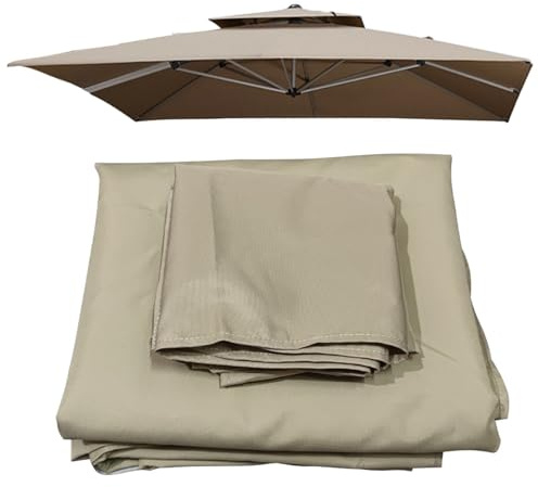 CZQGLYM 3 x 3 m,2.5 x 2.5 m,Carré Toile de Rechange,Auvent de Rechange pour Déporté Parasol de Terrasse,Auvent de remplacement pour parasol de 8 baleines,Pour extérieur