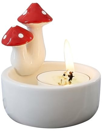Calentadores de Cera de, candelabros de champiñones - Candelador de Vela de esculturas de - Calentadores de Cera de luz de té Linda decoración del hogar para casa de Campo, cumpleaños y Boda