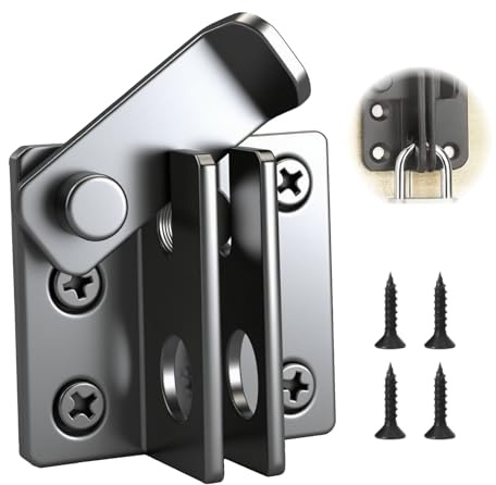 leruiyezs Loquet Porte en Acier Inoxydable Noir Mat Robuste pour Sécurité Fenêtre, Placard, Jardin, Volet Loquet Porte, Loquets et Verrous de Portes, 52 x 62 mm avec Vis de Montage Incluses