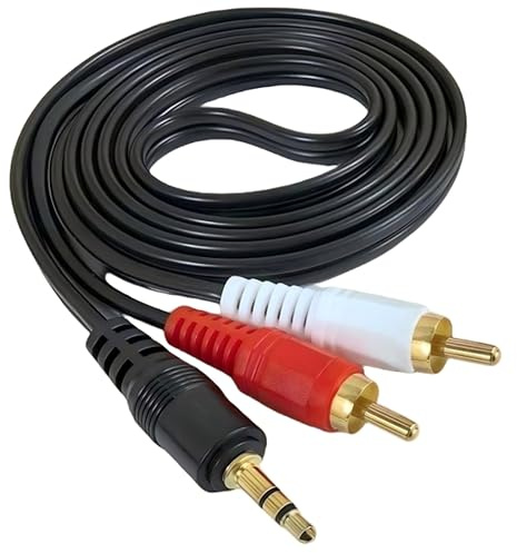 RCA to 3.5mm AUX Cable – 1.5m Gold-Plated Phono to 3.5mm Jack Adapter Lead – Ideal for Connecting TV, Speakers, Amplifiers, Smartphones & MP3 – Premium Stereo Audio Splitter Wire (Red & White)