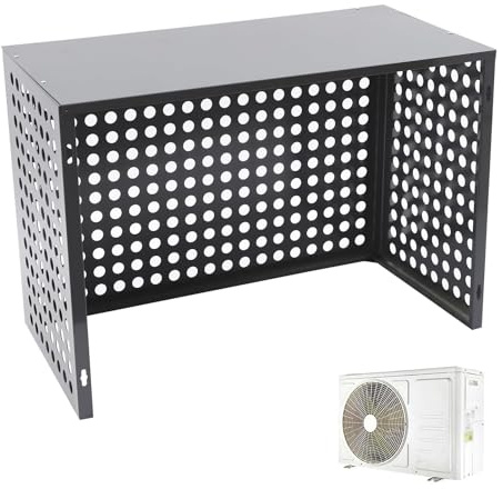 Écran de clôture d'extérieur en alliage d'aluminium autoportant pour climatiseurs - Grand panneau gris pour jardin, terrasse, pelouse et piscine