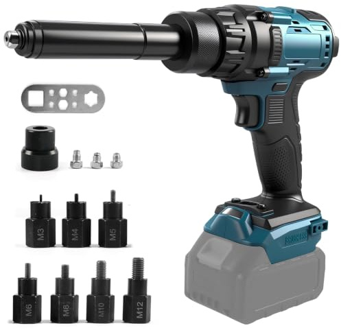 2-in-1 Akku Nietzange Set für Akku 18V Li-Ion,für Nieten 2.4mm/3.2mm/4.0mm/4.8mm,Bürstenloser Nietwerkzeug für Baustellen, Autoreparaturen & Heimwerker (Ohne Akku)