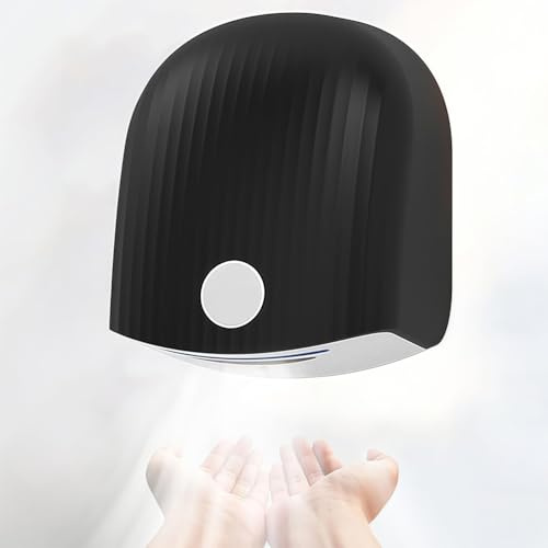 BESTXH Asciugamani Automatici, Asciugamani Professionali per Il Bagno, Asciugamani Elettrico Compatto Ad Aria, Asciugamani A Parete E Silenzioso, per Casa, Centri Commerciali,Nero