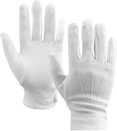 Clockjuan 1 Paar weiße Baumwollhandschuhe, Handschuhe für Damen und Herren, weiße Parade, Zauberer-Kostüm, Halloween und Fäustlinge, Damen-Neuheit, Accessoires