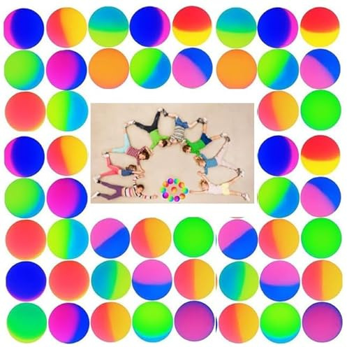 Boboeitody Lot de 6-100 Balle Rebondissante 30mm Balles Bouncy en Caoutchouc,Remplissage de Sac de Fête pour Enfants,Bouncing Balls pour Les fêtes d'enfants (10, Rebondissantes Bicolore-30MM)